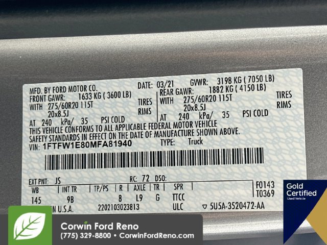 Certified 2021 Ford F150 Platinum w/ Equipment Group 701A High AWD/4WD image 38