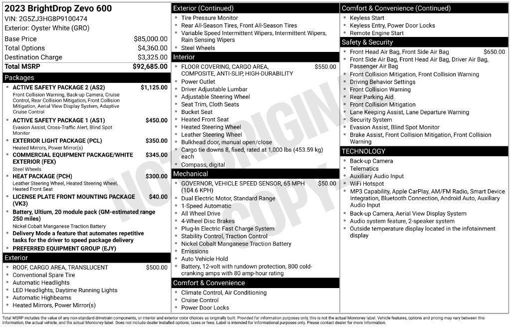 Used 2023 Chevrolet Brightdrop 600 w/ Active Safety Package 2 AWD/4WD image 5