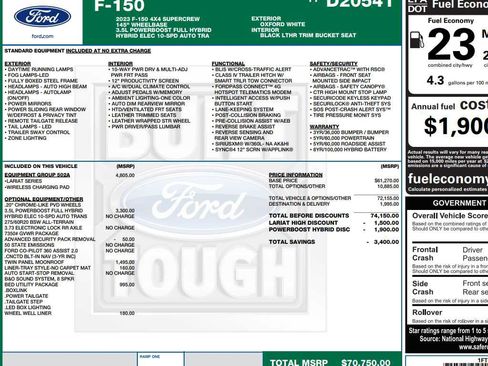 Used 2023 Ford F150 Lariat w/ Equipment Group 502A High image 2