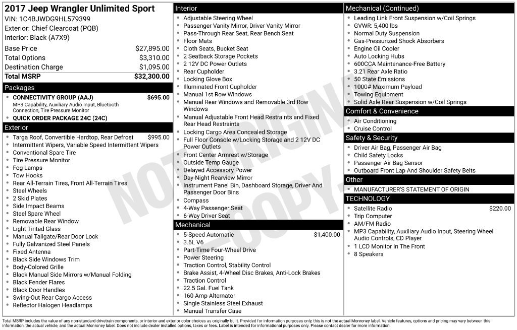 Used 2017 Jeep Wrangler Unlimited Sport w/ Connectivity Group AWD/4WD image 6