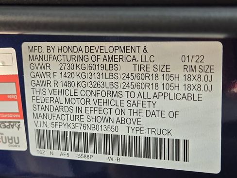 Certified 2022 Honda Ridgeline RTL-E image 35