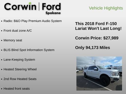 Used 2018 Ford F150 Lariat w/ Equipment Group 502A Luxury image 12