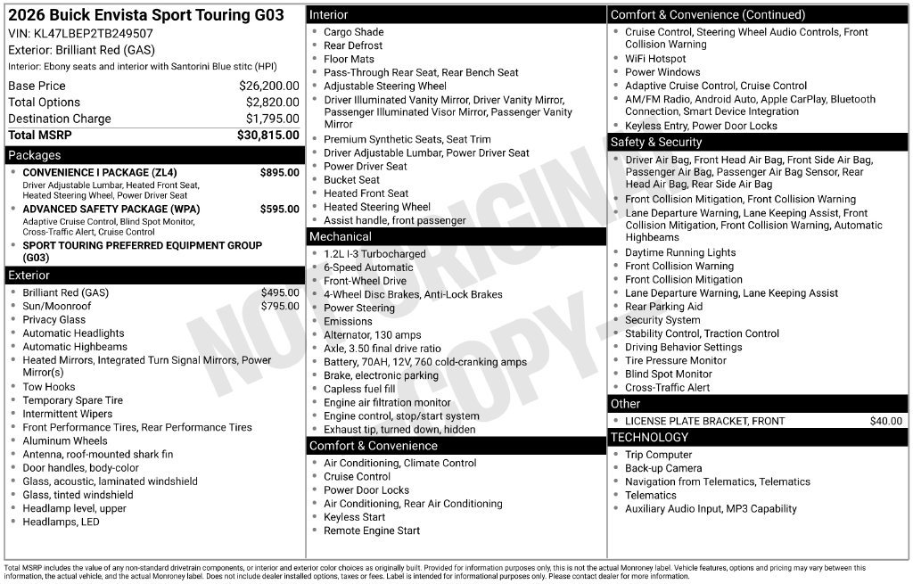 New 2026 Buick Envista Sport Touring w/ Convenience I Package FWD image 5