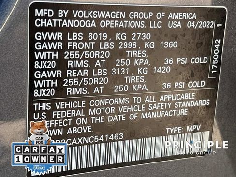 Certified 2022 Volkswagen Atlas SEL AWD/4WD image 39