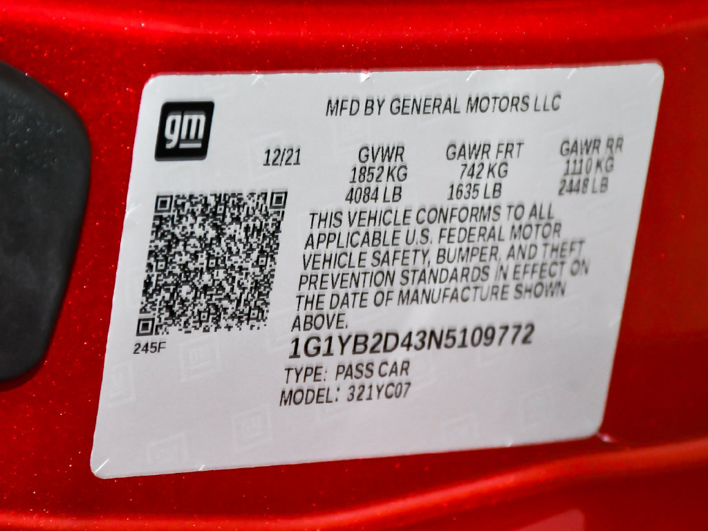 Used 2022 Chevrolet Corvette Stingray Preferred Cpe w/ Z51 Performance Package RWD image 23