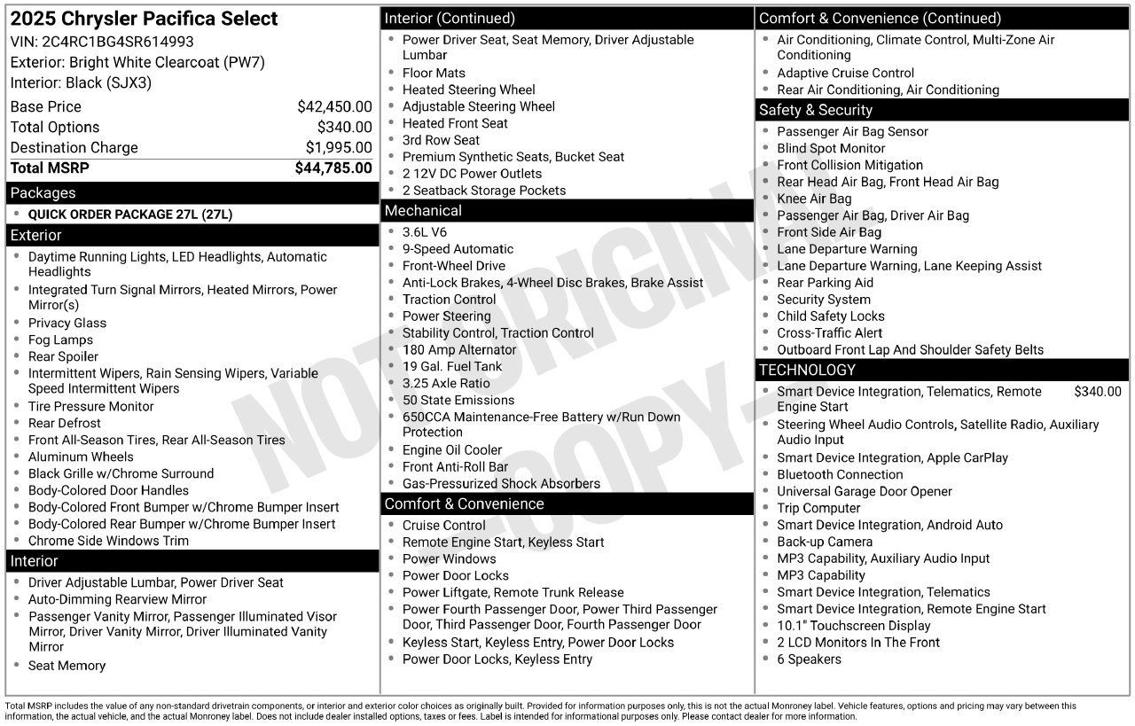 Used 2025 Chrysler Pacifica Select FWD image 5