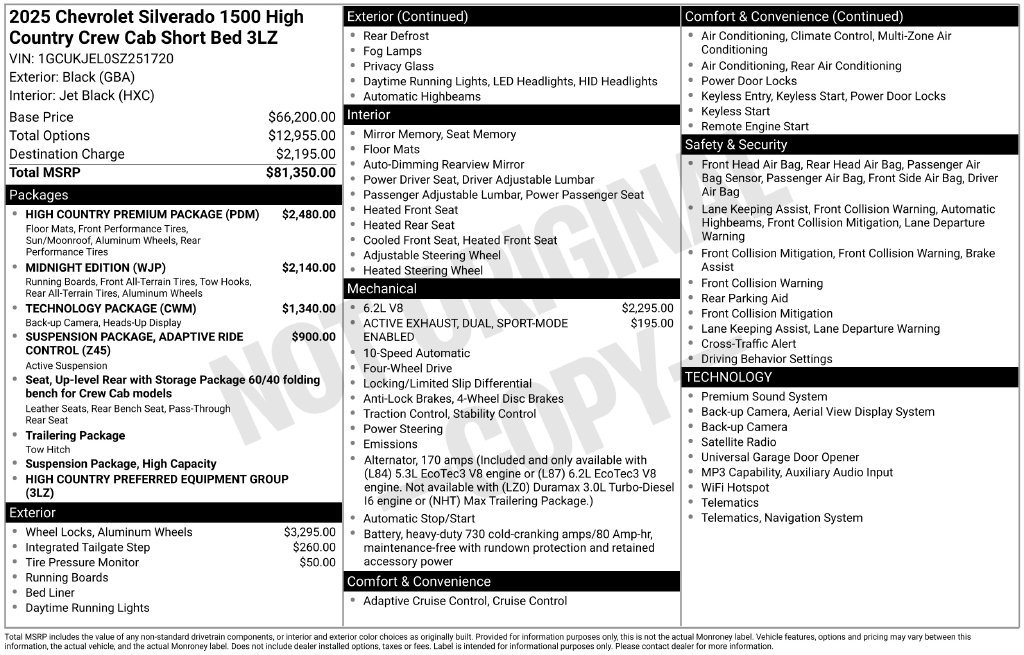 Used 2025 Chevrolet Silverado 1500 High Country w/ High Country Premium Package AWD/4WD image 36