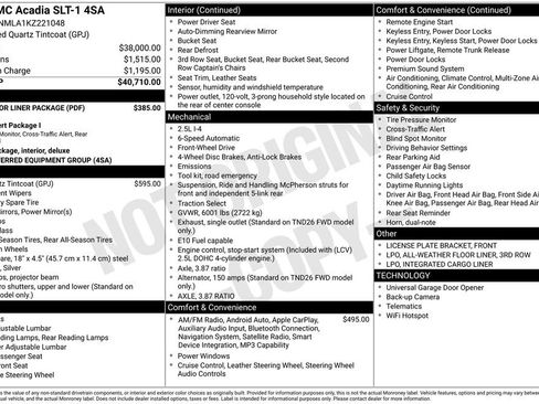 Used 2019 GMC Acadia SLT w/ LPO, Floor Liner Package FWD image 2