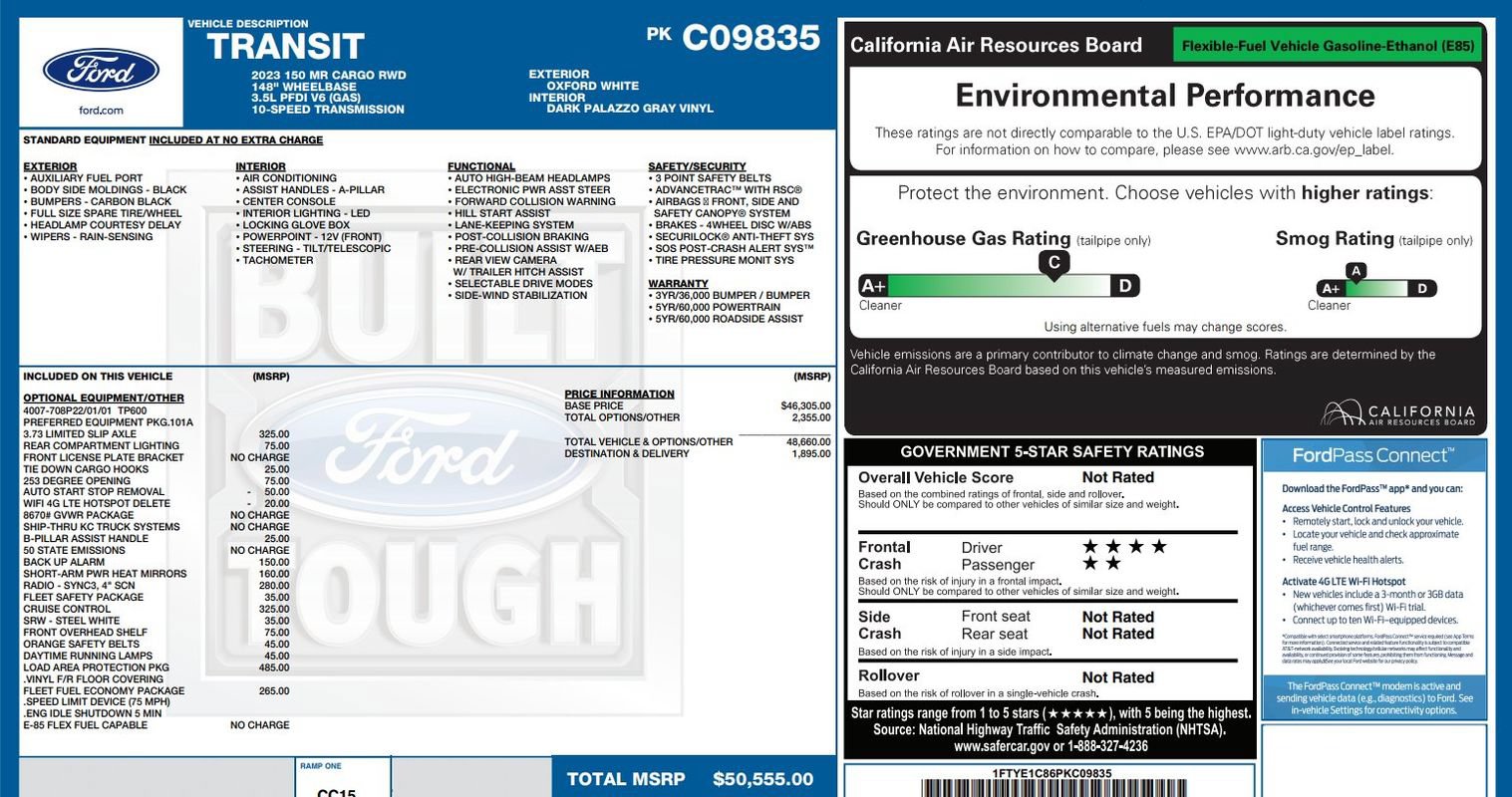 Used 2023 Ford Transit 150 Medium Roof w/ Load Area Protection Package RWD image 9