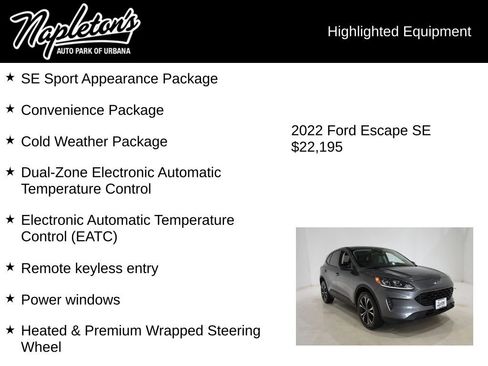 Used 2022 Ford Escape SE w/ SE Sport Appearance Package image 15