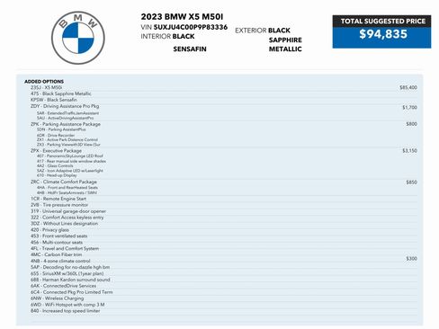 Used 2023 BMW X5 M50i w/ Executive Package image 87