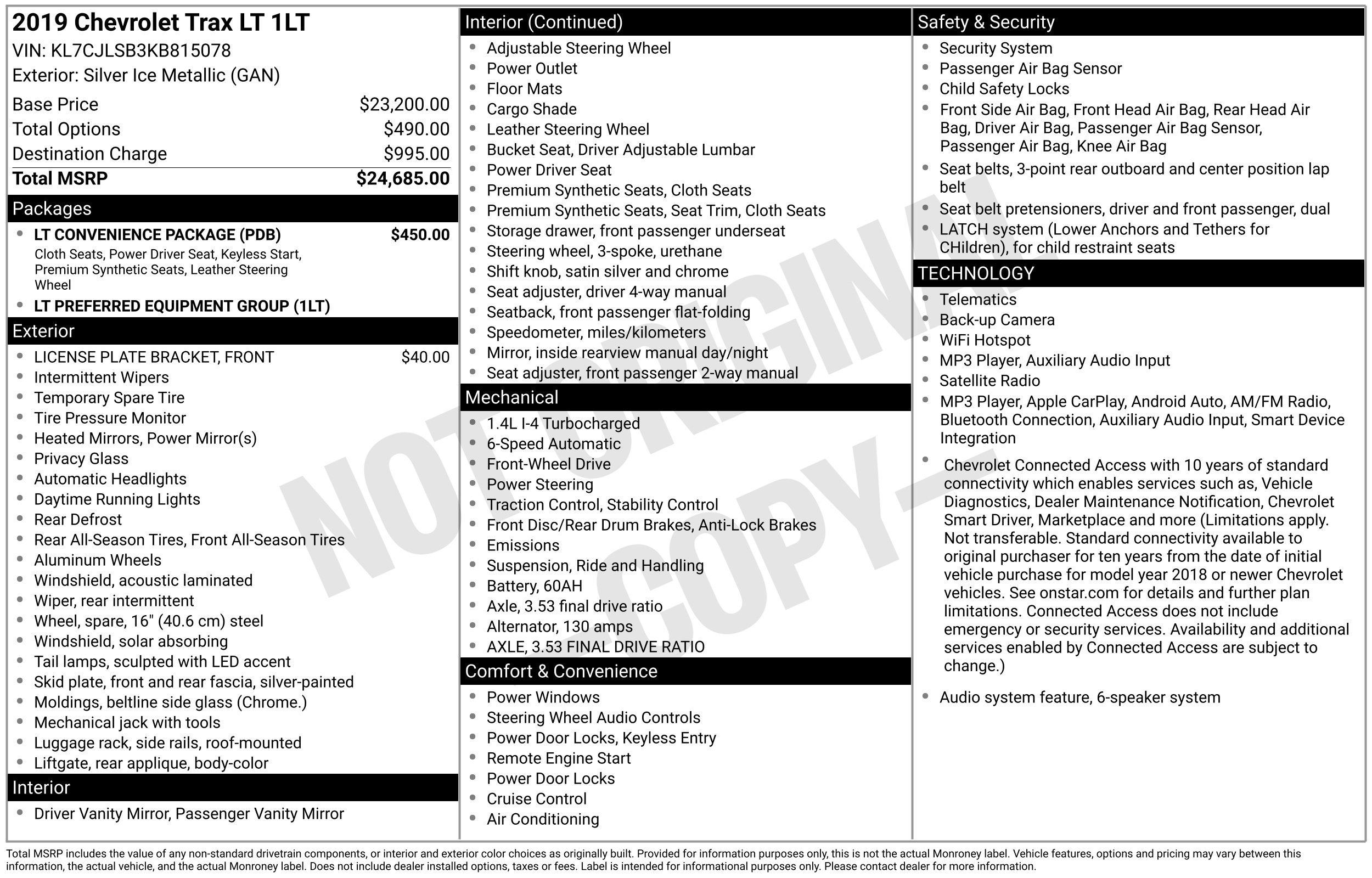 Used 2019 Chevrolet Trax LT w/ LT Convenience Package FWD image 2