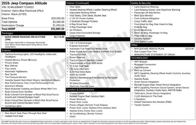 New 2026 Jeep Compass Latitude AWD/4WD image 32