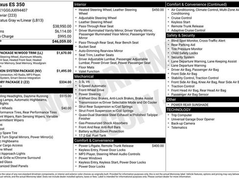 Used 2018 Lexus ES 350 w/ Luxury Package w/Wood Trim FWD image 17