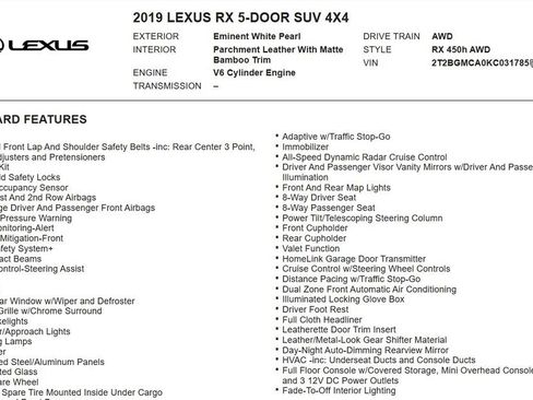 Used 2019 Lexus RX 450h AWD w/ Navigation Package image 15