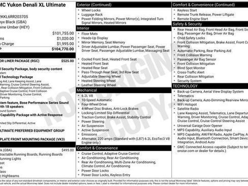 Used 2024 GMC Yukon XL Denali Ultimate w/ LPO, Floor Liner Package AWD/4WD image 3