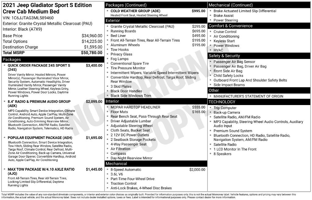 Used 2021 Jeep Gladiator Sport AWD/4WD image 33