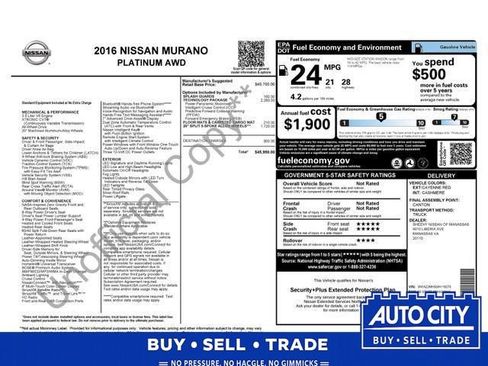 Used 2016 Nissan Murano Platinum w/ Platinum Technology Package AWD/4WD image 2