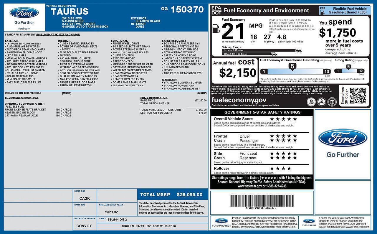 Used 2016 Ford Taurus SE FWD image 5