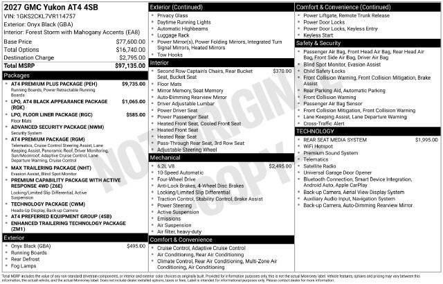 New 2027 GMC Yukon AT4 w/ AT4 Premium Plus Package AWD/4WD image 26