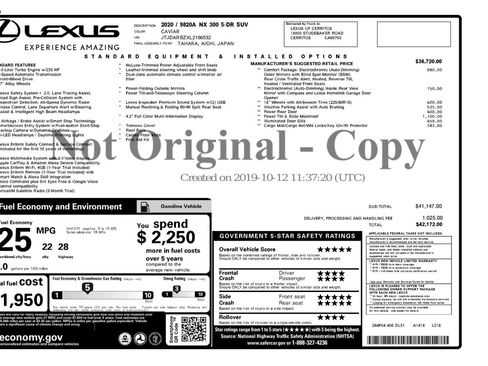 Used 2020 Lexus NX 300 FWD w/ Comfort Package image 53
