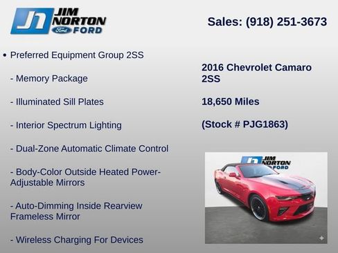 Used 2016 Chevrolet Camaro SS RWD image 8