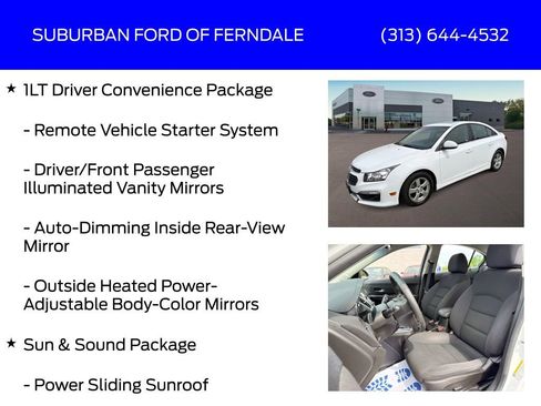 Used 2016 Chevrolet Cruze LT w/ Sun And Sound Package FWD image 9