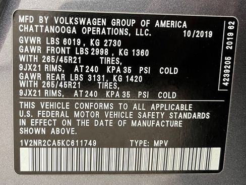 Used 2019 Volkswagen Atlas SEL Premium AWD/4WD image 58