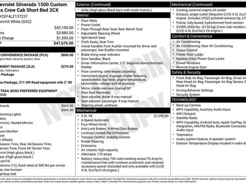 Used 2020 Chevrolet Silverado 1500 Custom Trail Boss w/ Custom Convenience Package AWD/4WD image 3