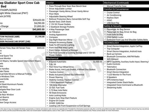 Used 2023 Jeep Gladiator Sport w/ Trailer Tow Package AWD/4WD image 30