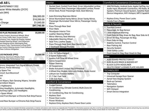 Used 2021 Audi A8 L 3.0T w/ Executive Plus Package image 2