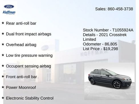 Used 2021 Subaru Crosstrek 2.5i Limited w/ Moonroof Package 1 AWD/4WD image 20