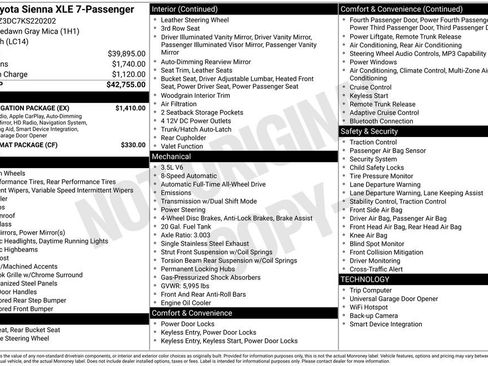 Used 2019 Toyota Sienna XLE w/ XLE Navigation Package AWD/4WD image 10