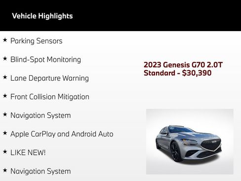 Used 2023 Genesis G70 2.0T w/ Sport Prestige Package RWD image 55