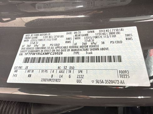 Certified 2021 Ford F150 Raptor w/ Equipment Group 801A High AWD/4WD image 19