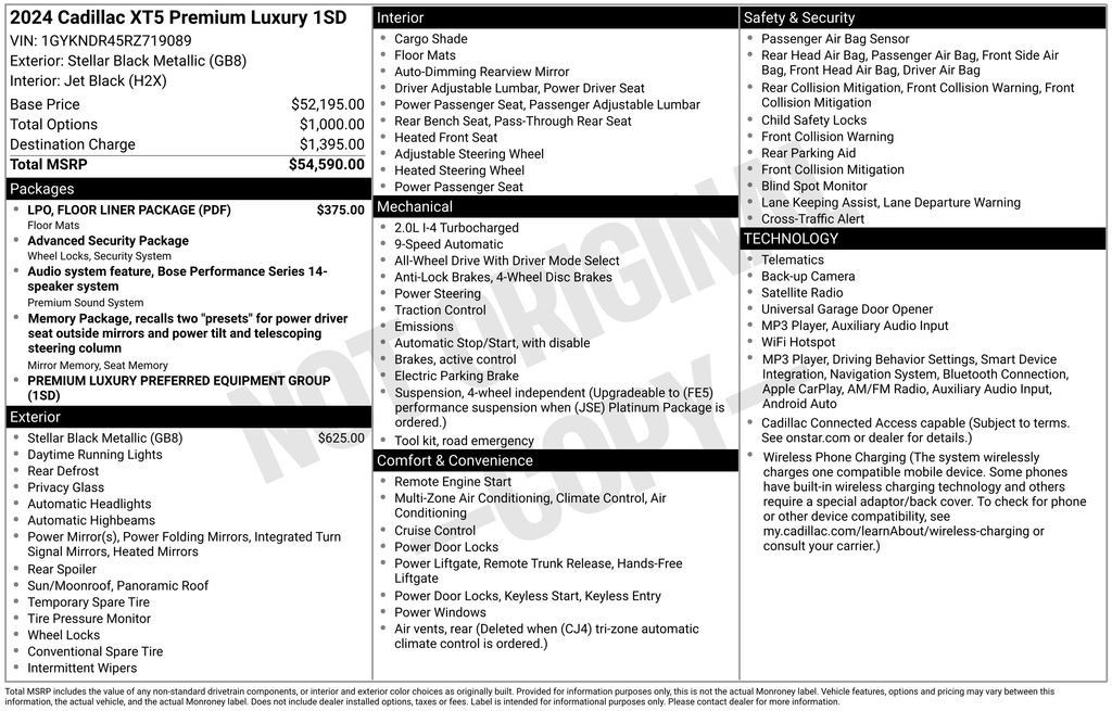 Certified 2024 Cadillac XT5 Premium Luxury w/ LPO, Floor Liner Package AWD/4WD image 36