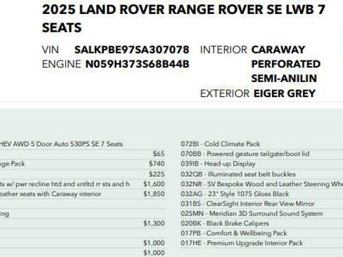 Used 2025 Land Rover Range Rover Long Wheelbase SE AWD/4WD image 34