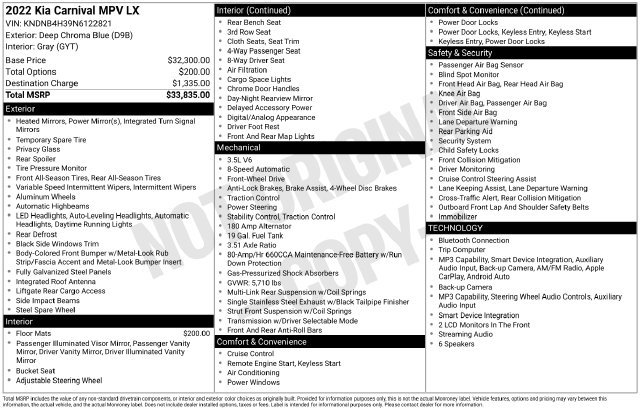 Used 2022 Kia Carnival LX FWD image 4