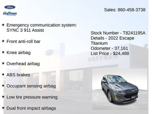 Used 2022 Ford Escape Titanium w/ Class II Trailer Tow Package AWD/4WD image 20
