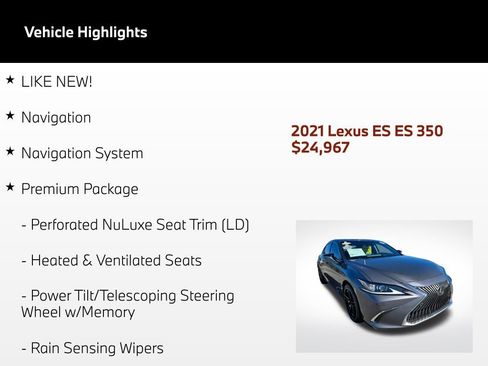 Used 2021 Lexus ES 350 w/ Premium Package FWD image 12