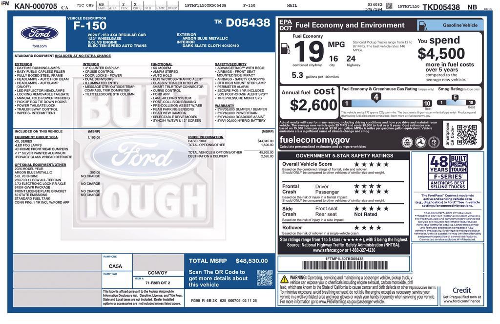 New 2026 Ford F150 XL w/ Equipment Group 103A High AWD/4WD image 2