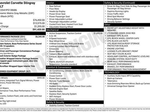 Certified 2023 Chevrolet Corvette Stingray Premium Cpe w/ Z51 Performance Package RWD image 36