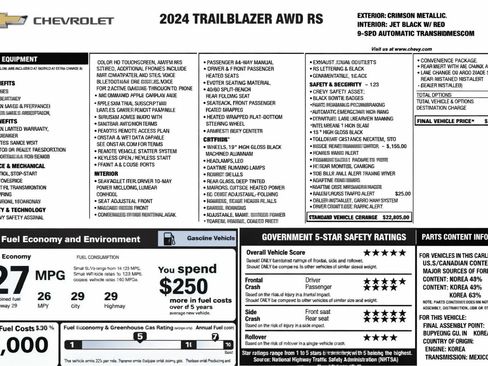 Used 2024 Chevrolet TrailBlazer RS w/ Convenience Package AWD/4WD image 2