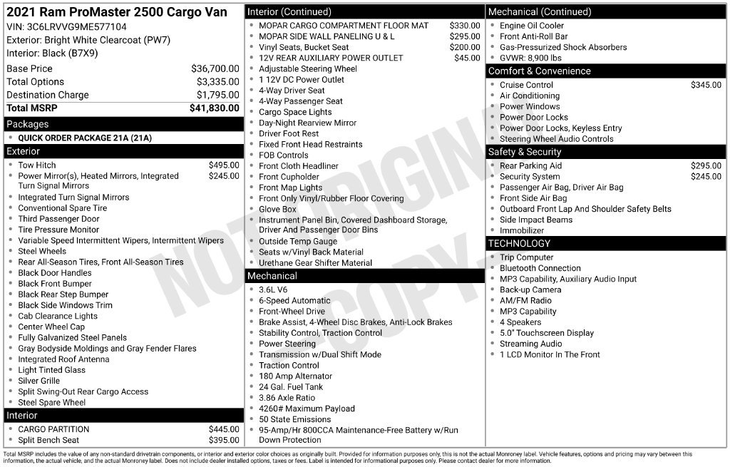 Used 2021 RAM ProMaster 2500 FWD image 2