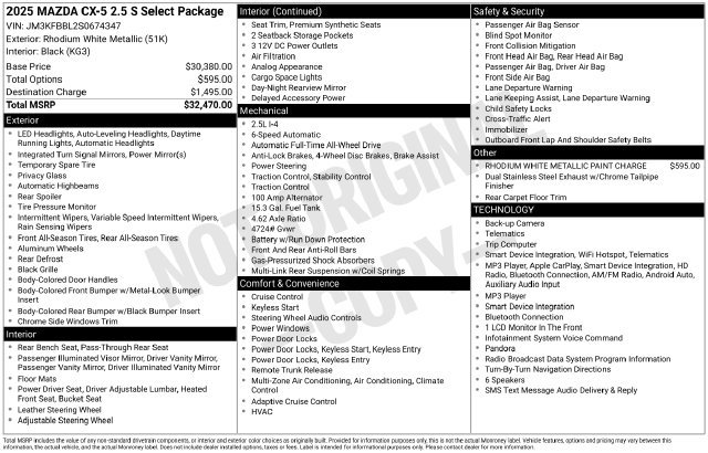 Used 2025 MAZDA CX-5 AWD 2.5 S w/ Select Package image 28