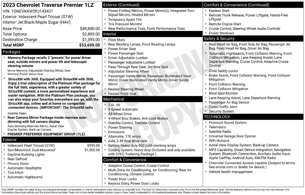 Used 2023 Chevrolet Traverse Premier AWD/4WD image 3