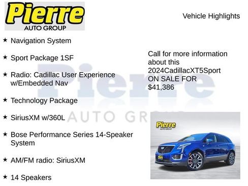 Used 2024 Cadillac XT5 Sportv w/ Technology Package AWD/4WD image 7