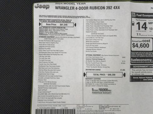 Used 2024 Jeep Wrangler Unlimited Rubicon 392 AWD/4WD image 25