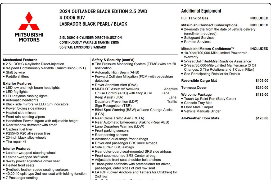 Used 2024 Mitsubishi Outlander SE Black Edition FWD image 18
