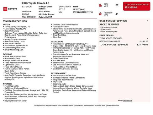 Used 2025 Toyota Corolla LE FWD image 2
